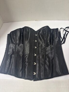 Black Satin Corset Waist Trainer - Women Intimates & Shapewear
